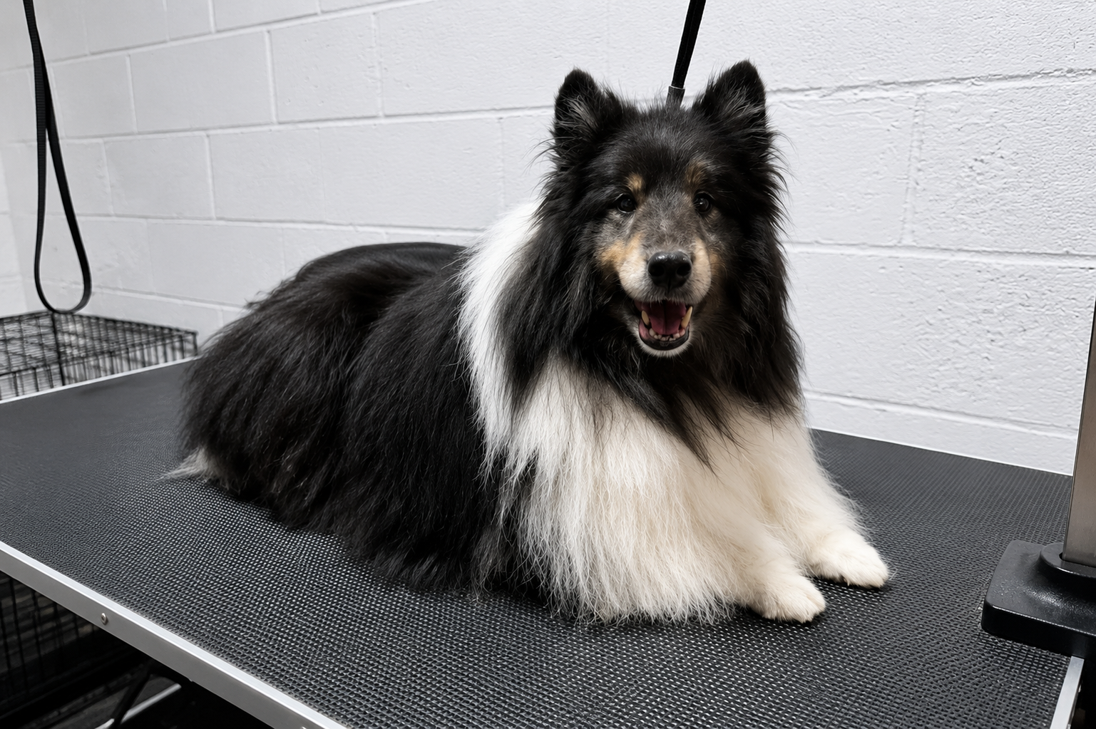Dog being groomed